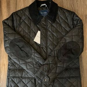 NWT Cole Haan Black Quilt Barn Jacket Coat Corduroy Collar Black Mens Sz L $298